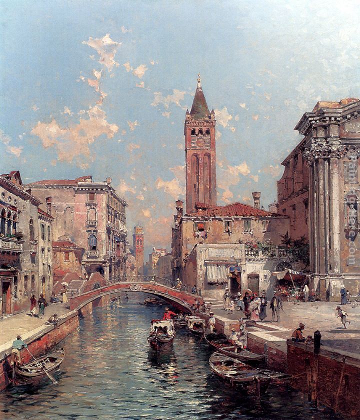 Rio Santa Barnaba, Venice painting - Franz Richard Unterberger Rio Santa Barnaba, Venice art painting
